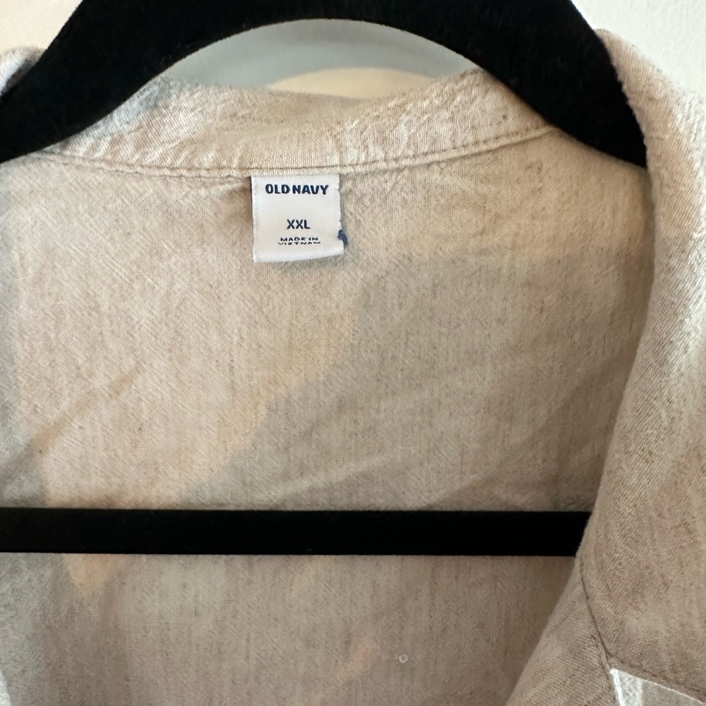 Light Tan Linen Button-Up Shirt XXL Old Navy - Picture 3 of 4